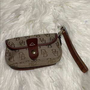 Dooney & Bourke Tan and Brown Monogram Wristlet